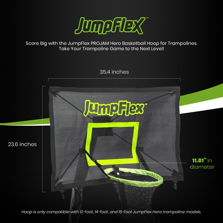 JumpFlex PROJAM Hero Basketball Hoop and Net Attachment for Trampolines, Black - VMInnovations