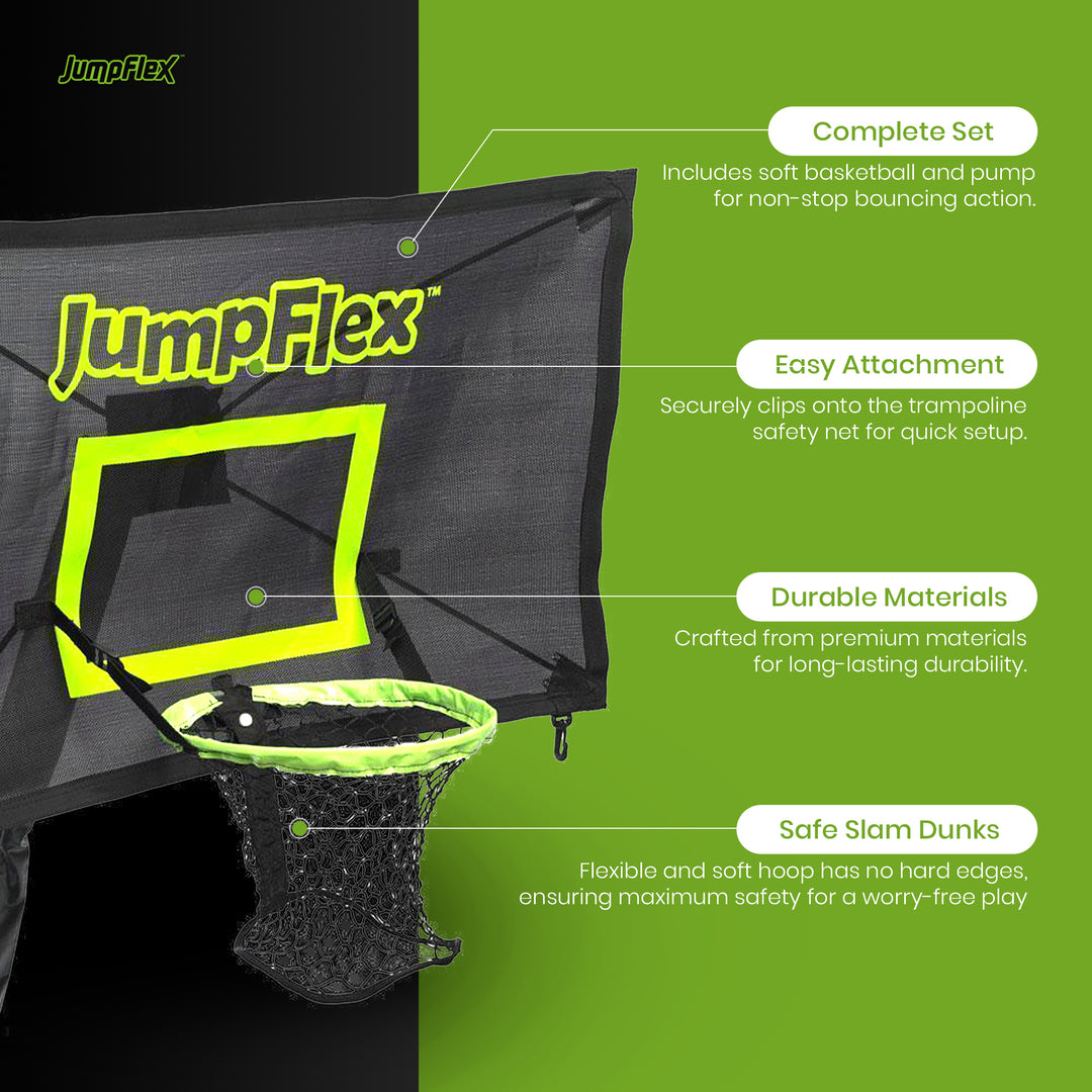 JumpFlex PROJAM Hero Basketball Hoop and Net Attachment for Trampolines, Black - VMInnovations