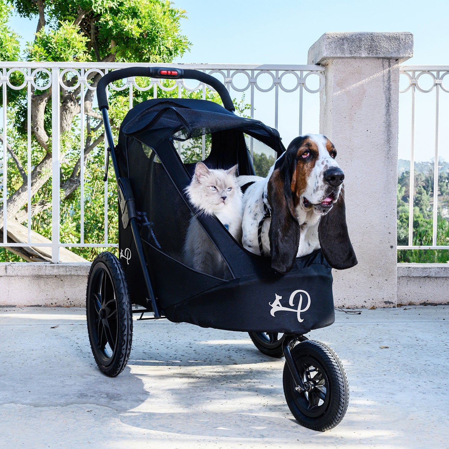Petique Pet Mobile Breeze Jogger Stroller Cart w/ Mesh Windows, Black (Open Box) - VMInnovations