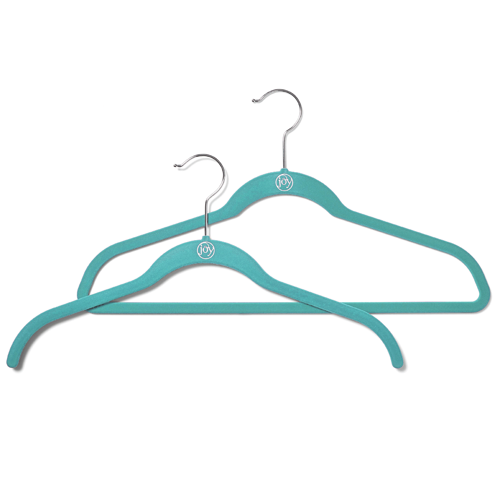JOY Huggable Hangers Velvety Shirt Hangers 24-pack, Chrome, Teal (Open Box)