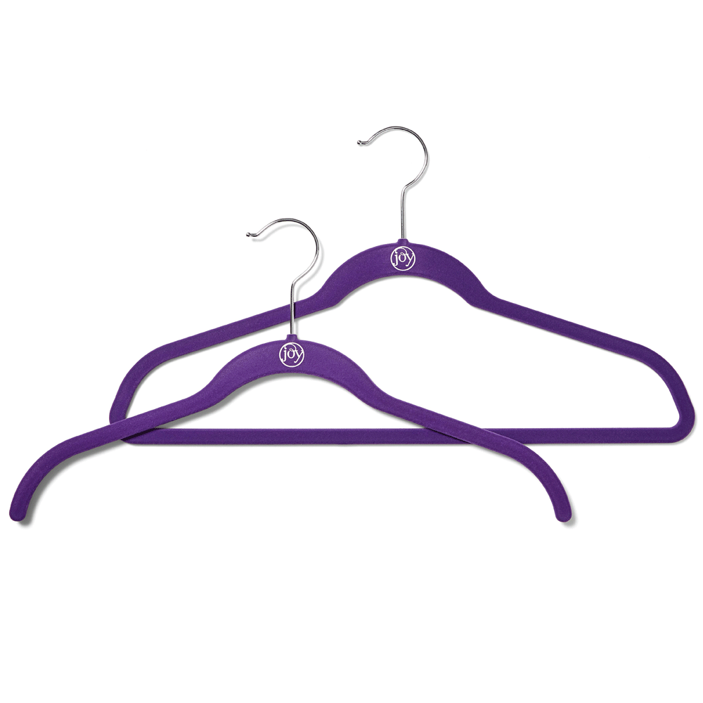 JOY Huggable Hangers Velvety Shirt Hangers 24 Pack, Chrome, Purple (Open Box)