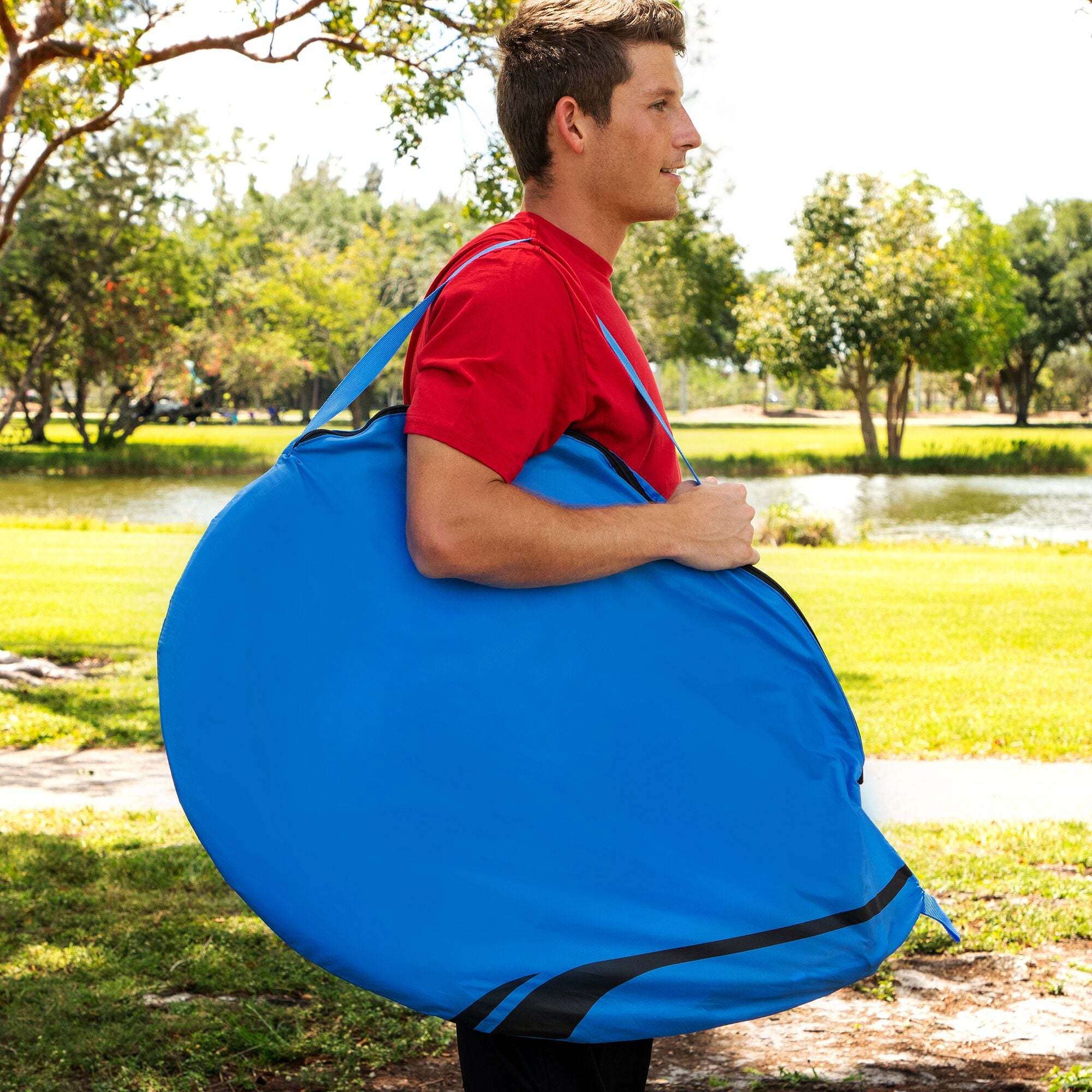 Training Equipment Pair of 4 Foot Pop Up Soccer Goals with Disc Cones, Blue