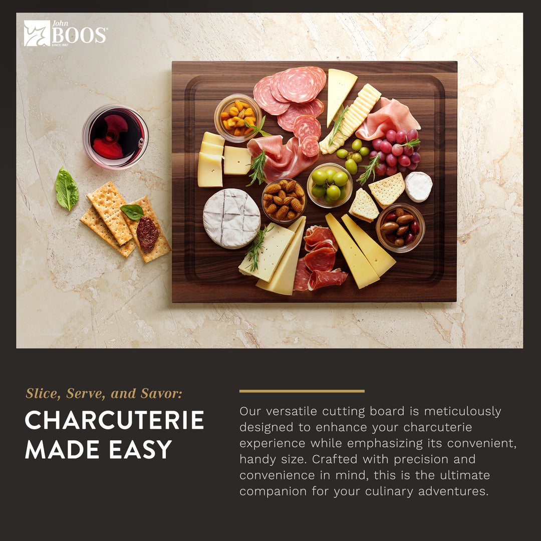 John Boos Walnut Wood Juice Groove Cutting Board w/ Boos Block Maintenance Set - VMInnovations