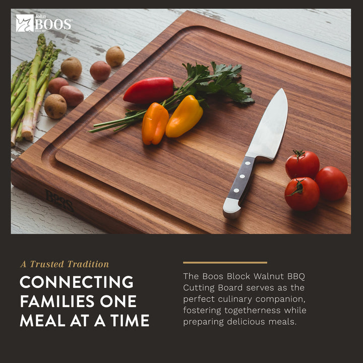 John Boos Walnut Wood Juice Groove Cutting Board w/ Boos Block Maintenance Set - VMInnovations