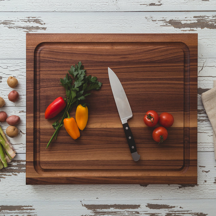 John Boos Walnut Wood Juice Groove Cutting Board w/ Boos Block Maintenance Set - VMInnovations