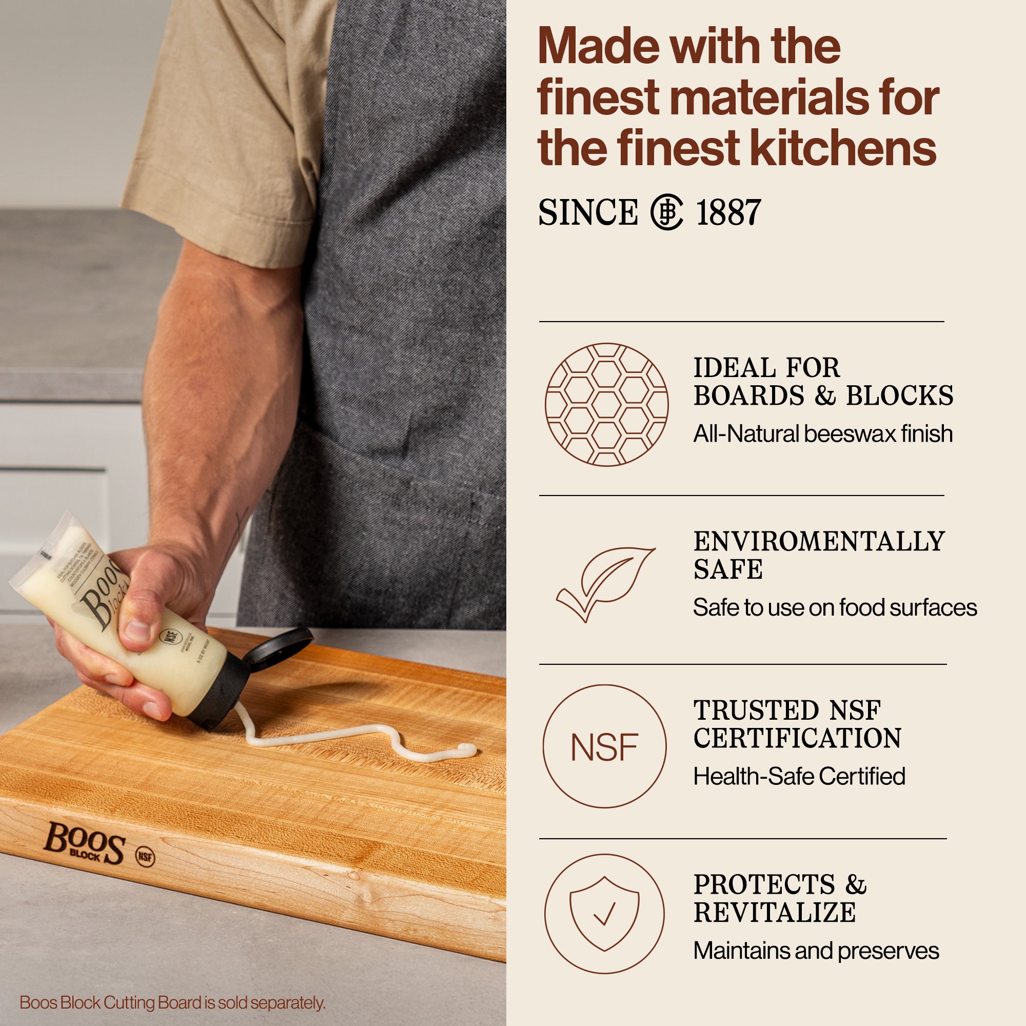 John Boos Block 5oz Wooden Butcher Block Board Moisture Cream (Open Box) - VMInnovations