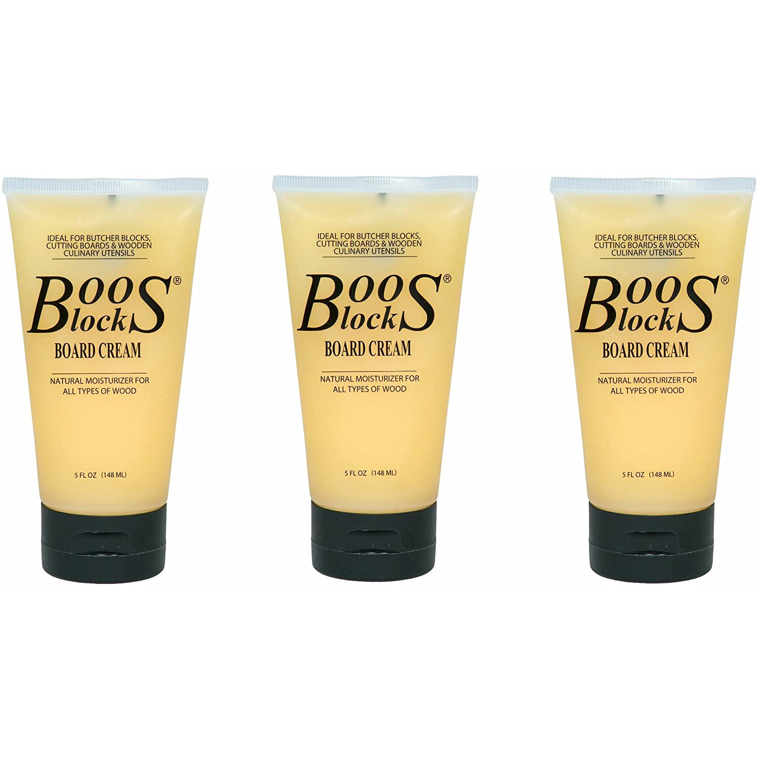 John Boos Maple Wood 12 Inch Cutting Board with Feet & Care Cream, 5 Oz (3 Pack)