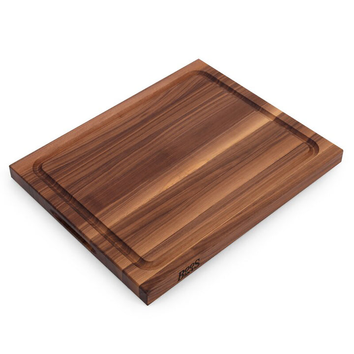 John Boos Walnut Wood Juice Groove Cutting Board w/ Boos Block Maintenance Set - VMInnovations