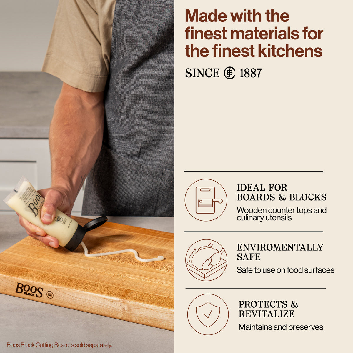 John Boos Butcher Block Board Natural Moisture Cream, 5 Oz (3 Pack) (Open Box)