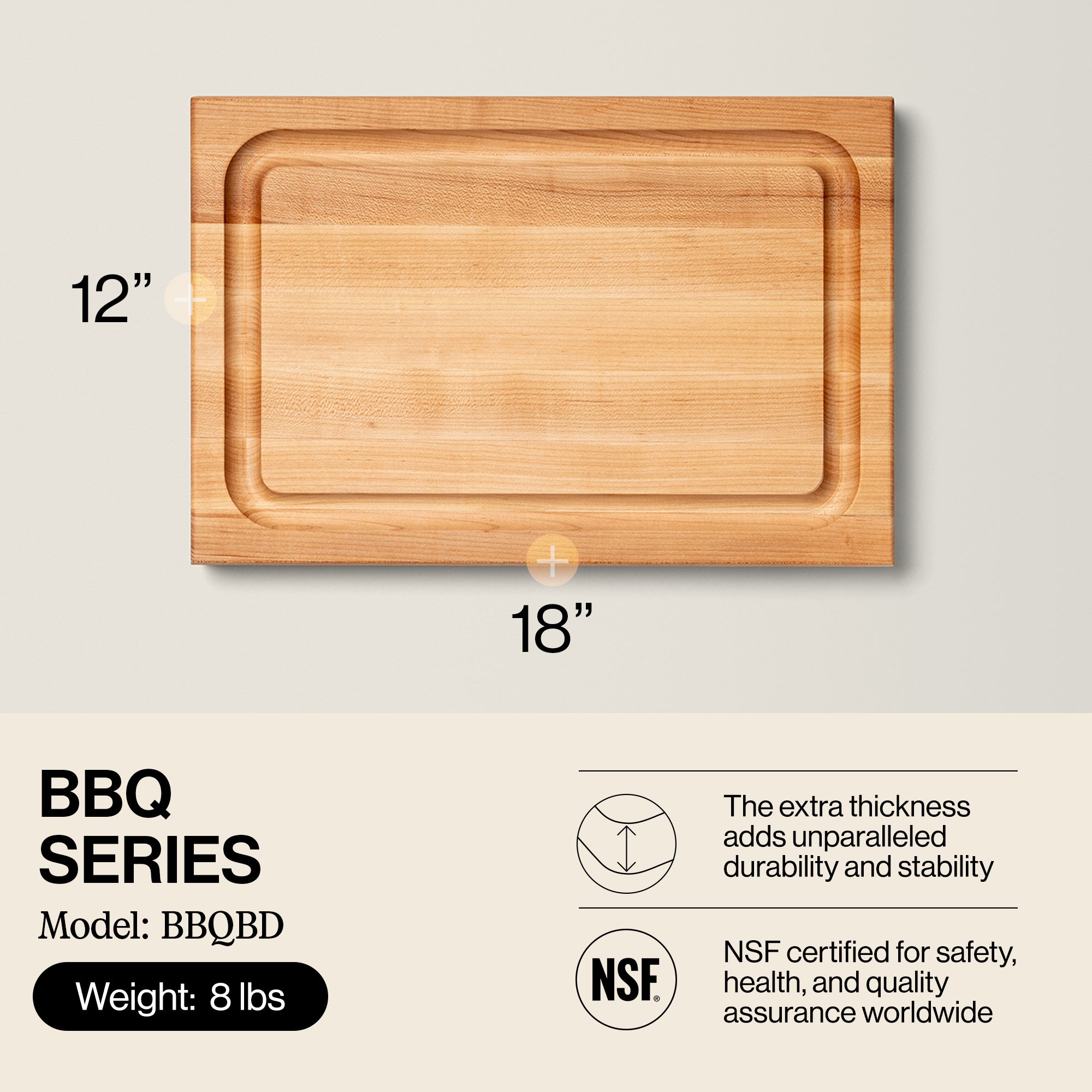 John Boos Block BBQBD 12" Cutting/Carving Board w/Juice Groove, Maple Wood(Used) - VMInnovations