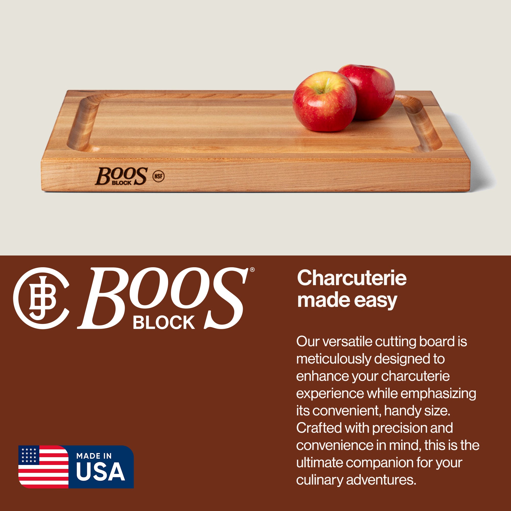 John Boos Maple 18" x 12" and 16" x 10" Carving Boards with 3 Piece Care Set - VMInnovations