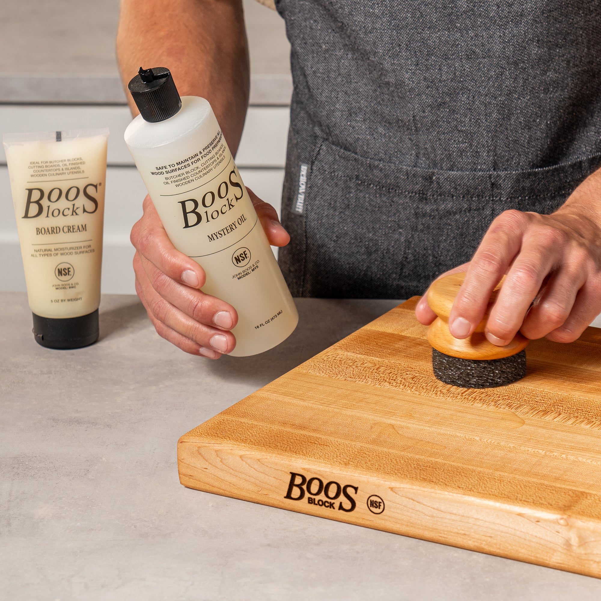 John Boos 3pc Maintenance Set with Mystery Oil, Board Cream, & Applicator (Used) - VMInnovations