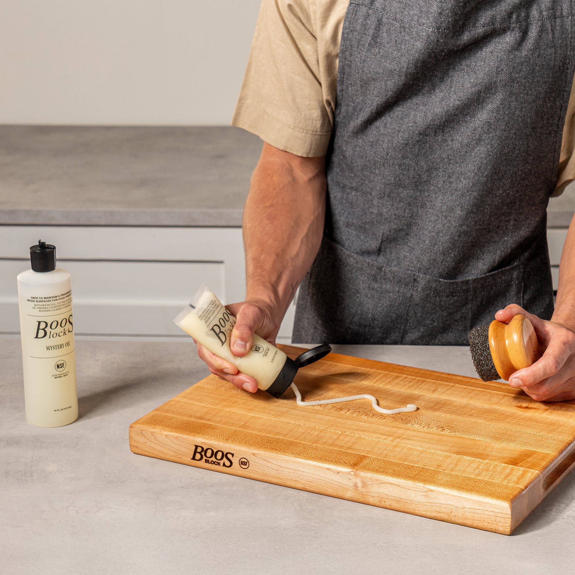John Boos 3pc Maintenance Set with Mystery Oil, Board Cream, & Applicator (Used) - VMInnovations