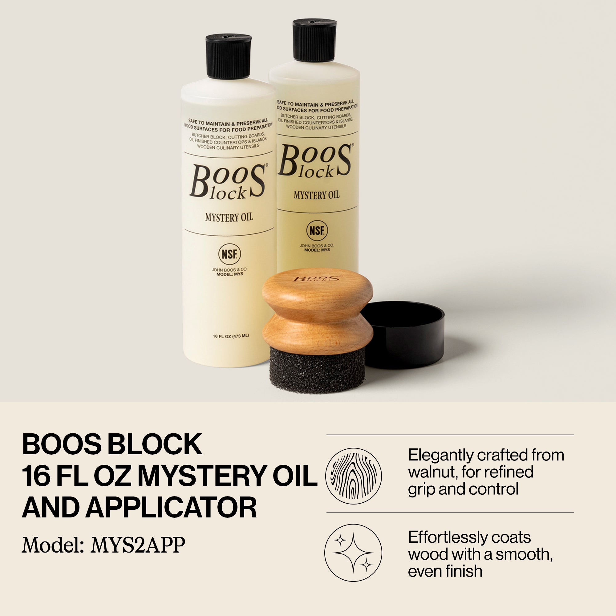 John Boos Block 32 fl oz Mystery Oil & Applicator Wooden Care Set