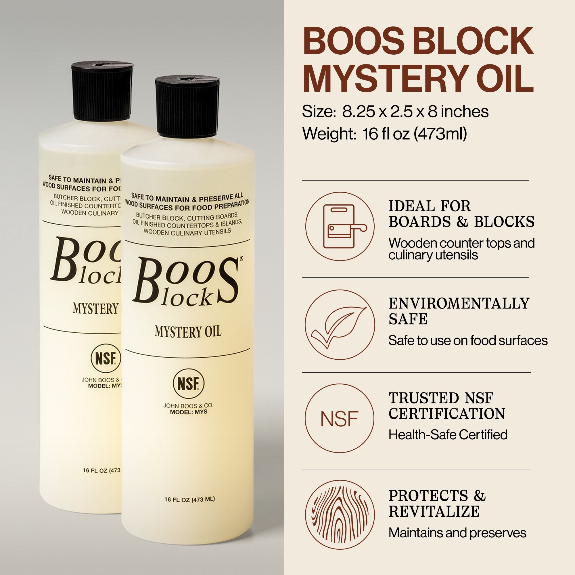 John Boos Block 32 fl oz Mystery Oil & Applicator Wooden Care Set