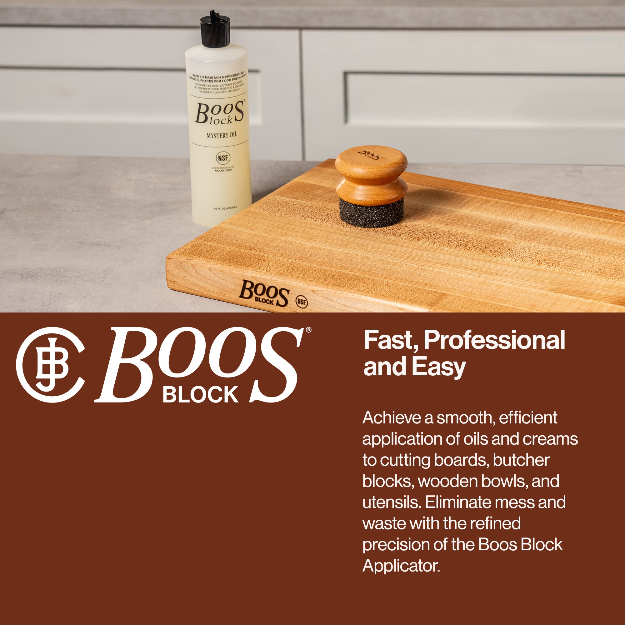 John Boos Block 32 fl oz Mystery Oil & Applicator Wooden Care Set