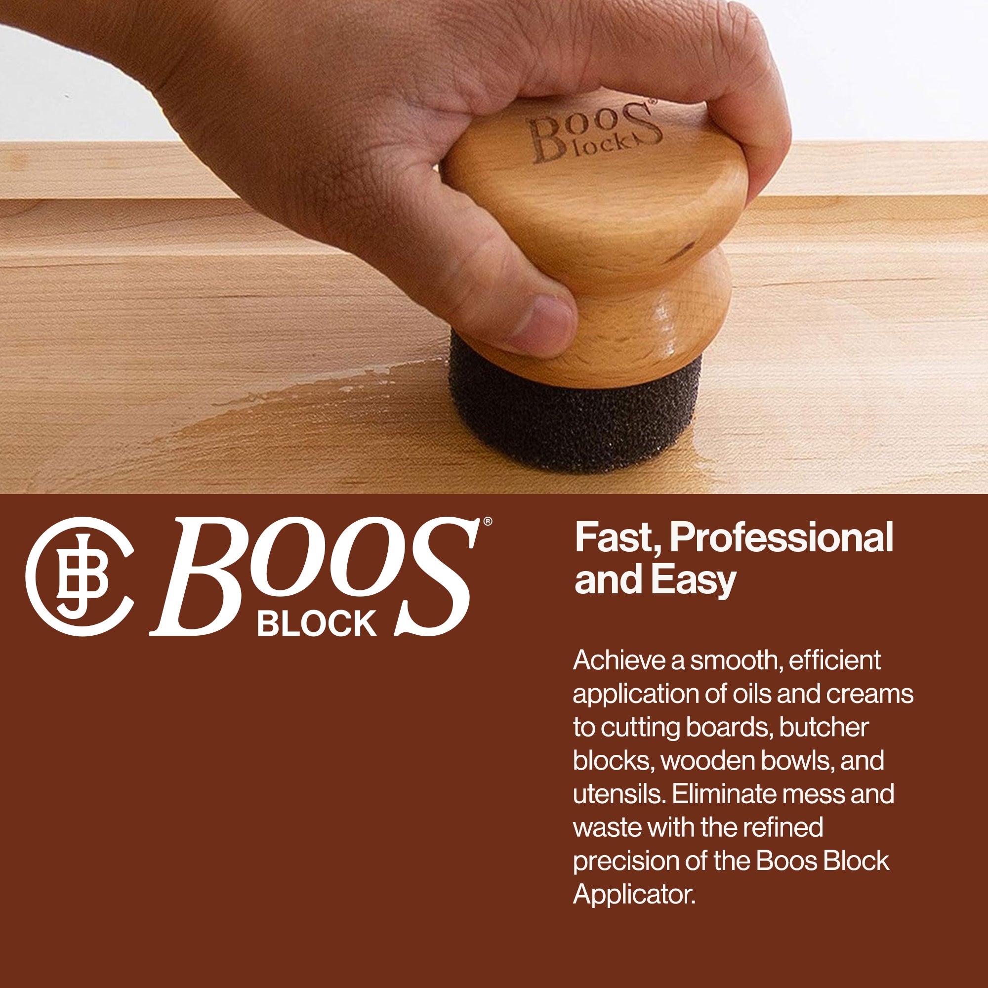 John Boos Butcher Block Oil & Cream Applicator for Wood, Beechwood (Open Box) - VMInnovations