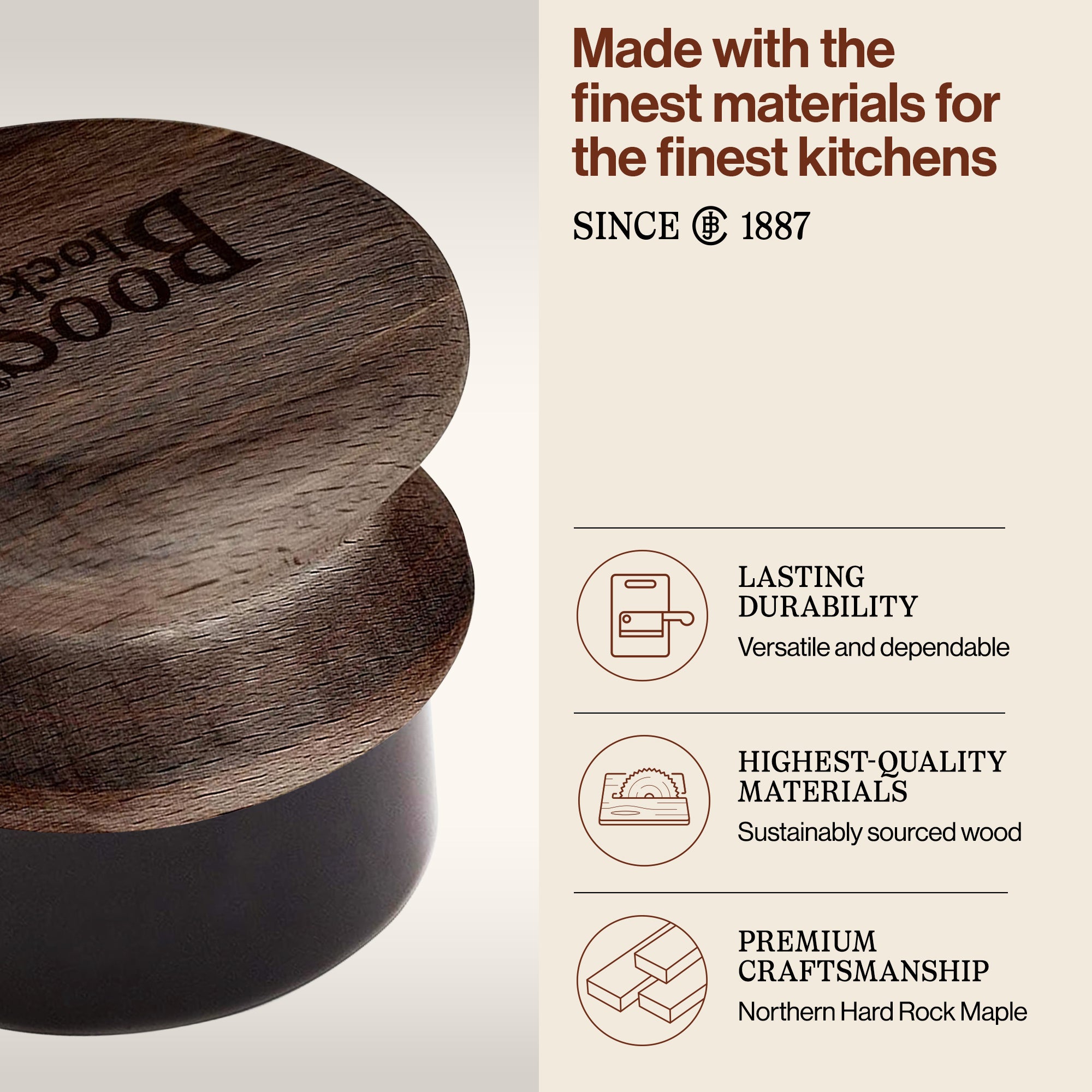 John Boos Butcher Block Oil & Cream Applicator for Wooden Surfaces, Walnut Wood - VMInnovations