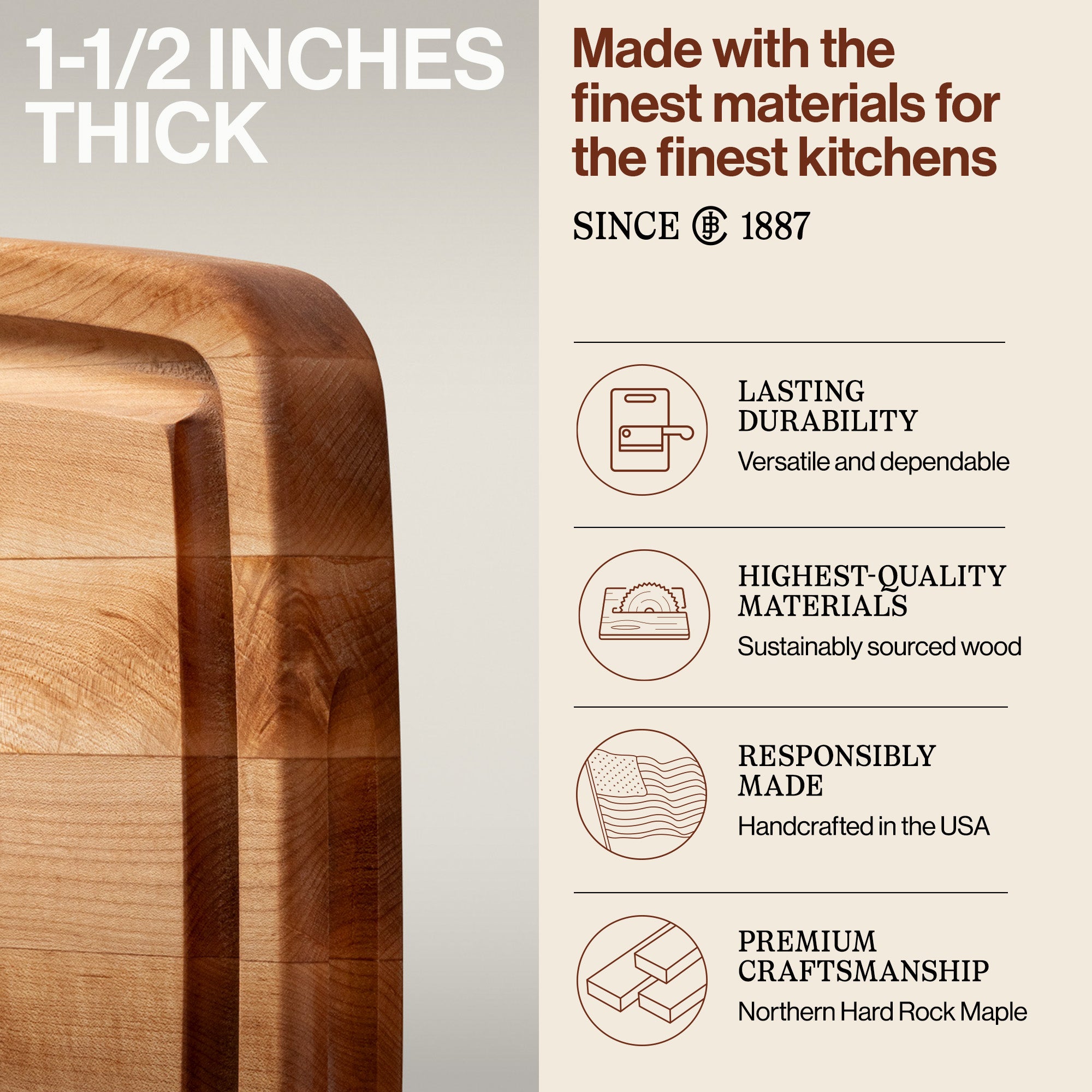 John Boos Block 14" Cutting/Carving Board w/ Juice Groove, Maple Wood (Open Box) - VMInnovations