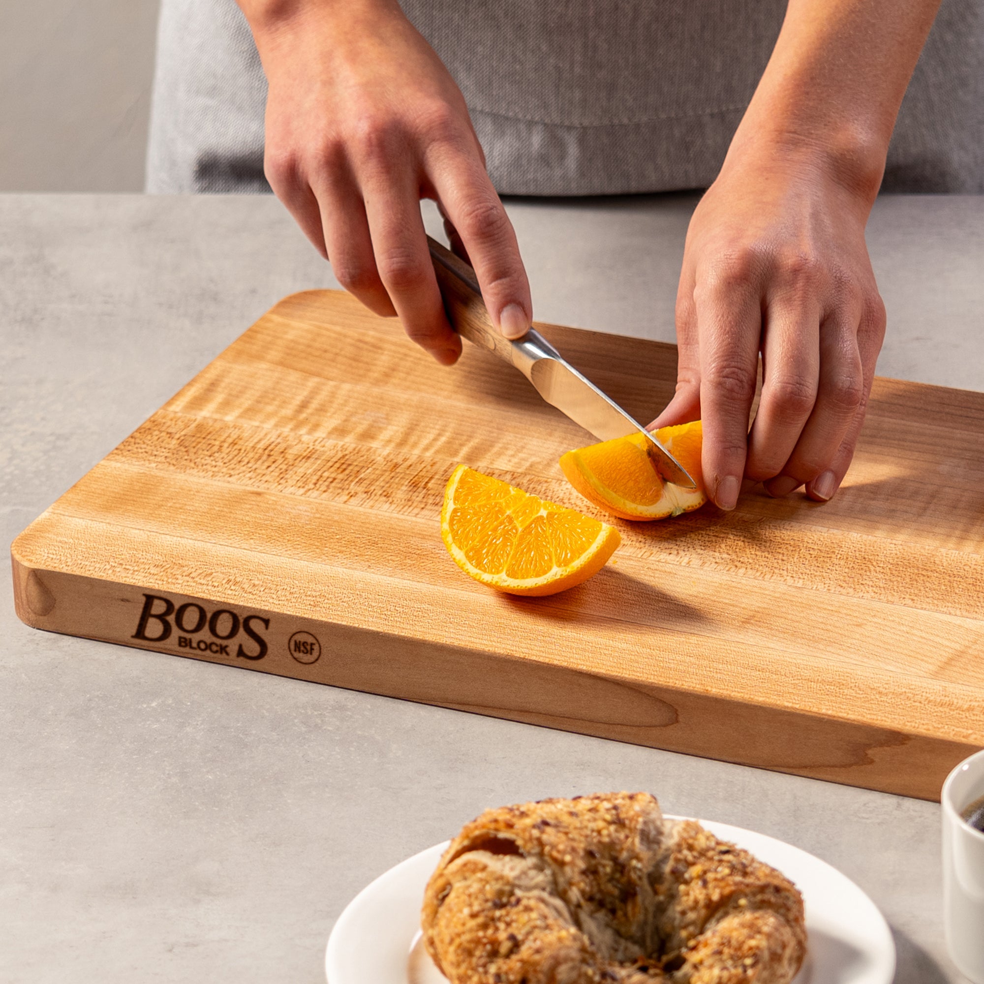 John Boos Chop N Slice Small Maple Wood Edge Grain Cutting Board, 16" x 10" x 1" - VMInnovations