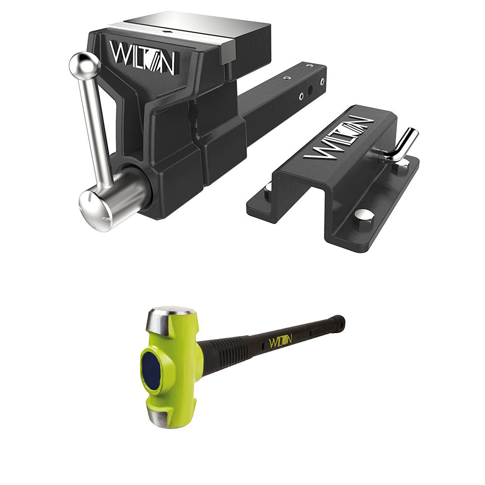 Wilton 10010 6 Inch Jaw Steel Anvil Hitch Mounted Vise w/ 10 Pound Sledge Hammer