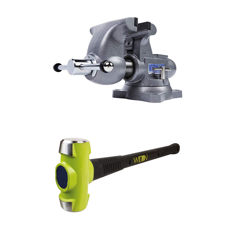 Wilton Tradesman 1765 Steel Swivel Base Work Bench Vise w/ 4 Pound Sledge Hammer