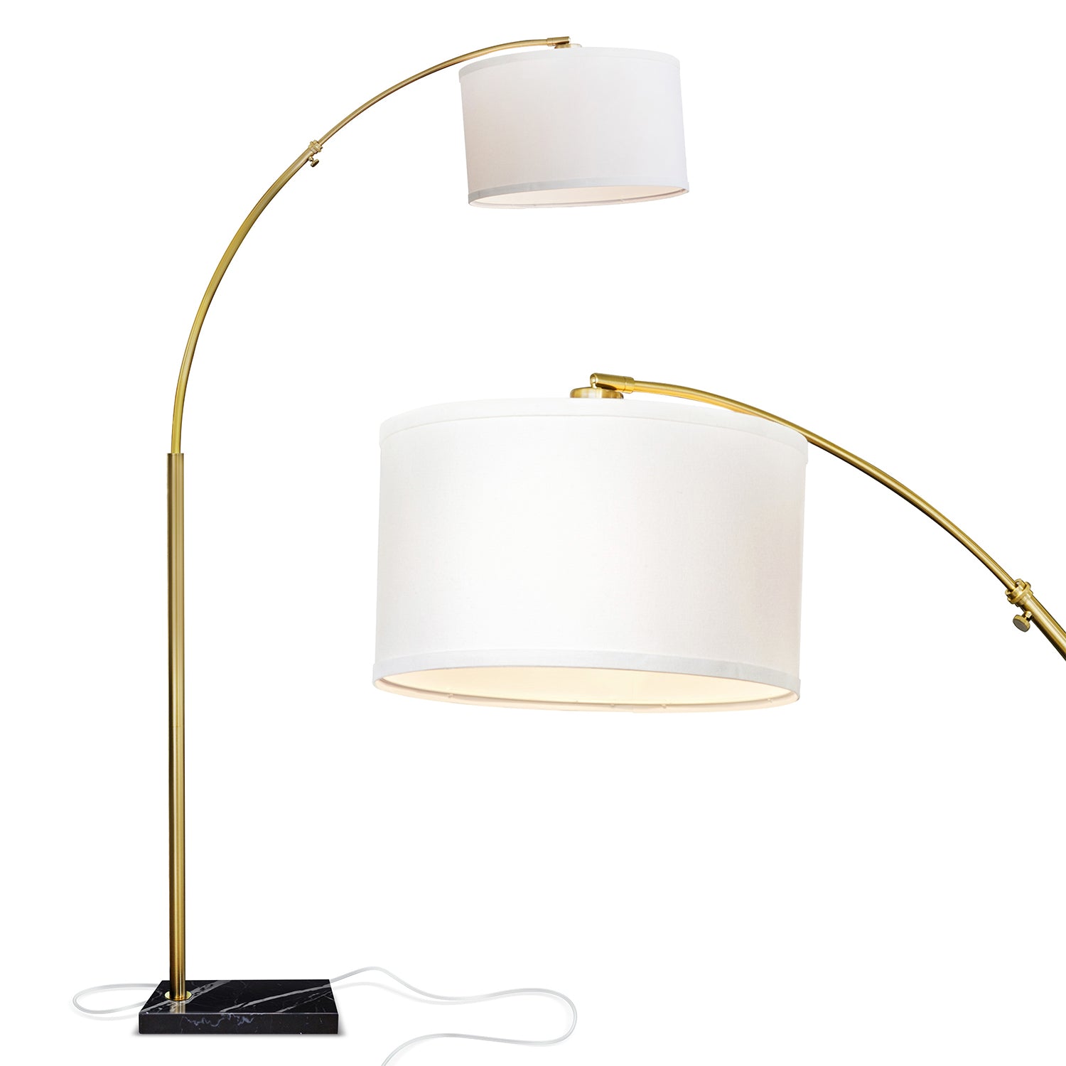 Brightech Logan Arc Floor Lamp w/ LED Bulb & Drum Shade, Antique Brass(Open Box) - VMInnovations