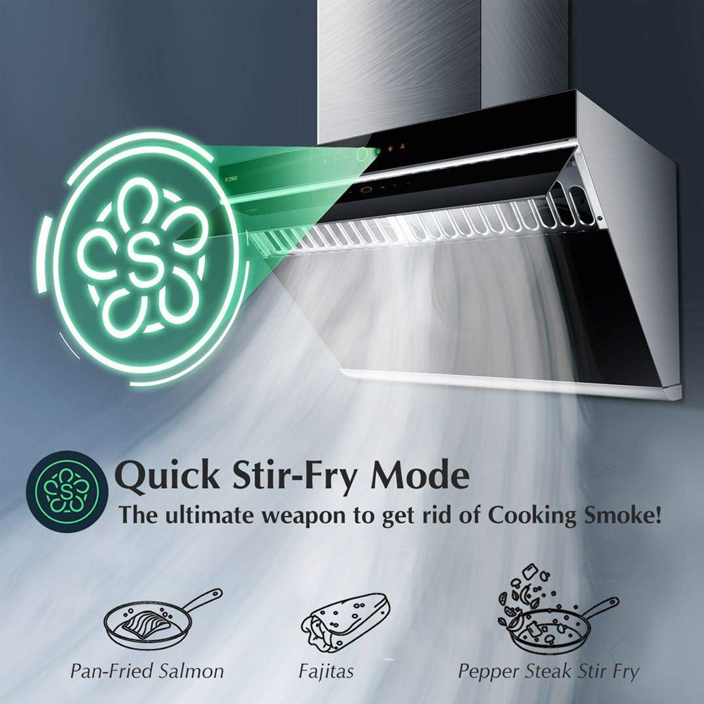 FOTILE Hands Free Under Cabinet Wall Mount Kitchen Range Hood, Black Glass(Used)