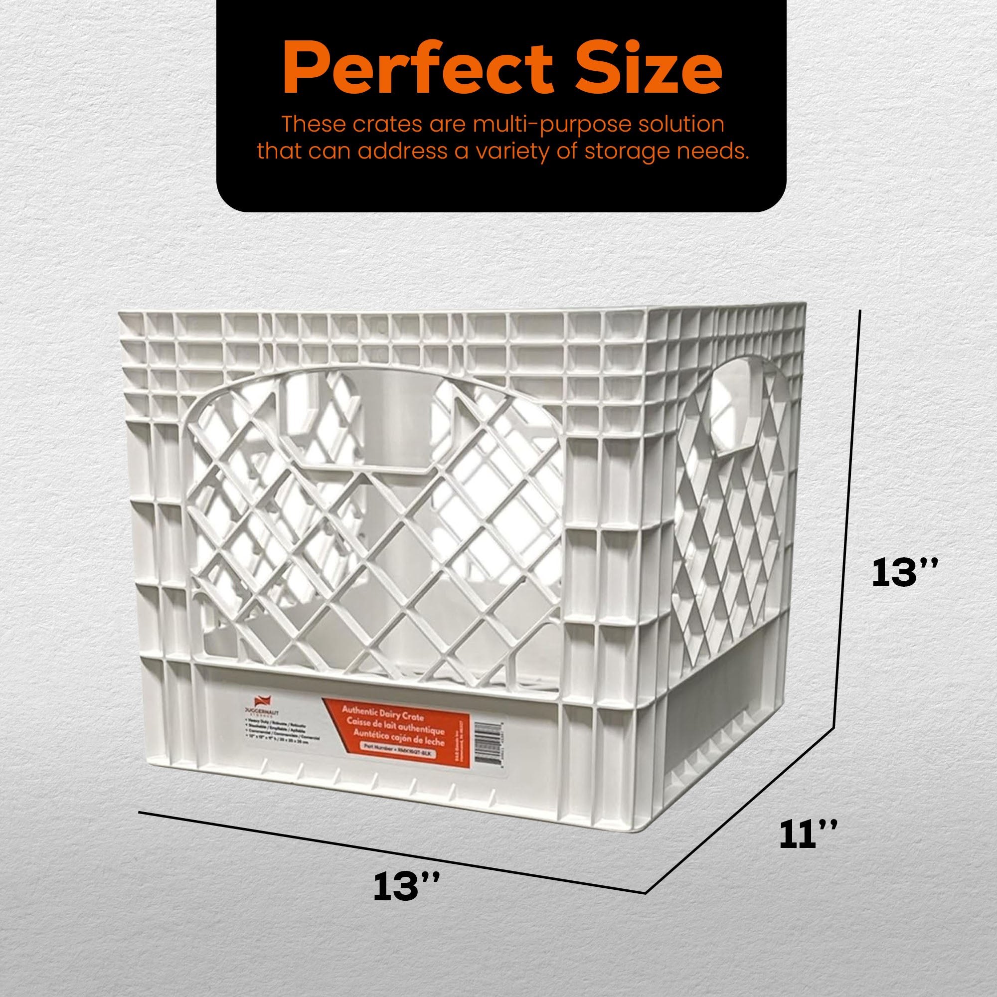 Juggernaut 18 Qt Storage Milk Crates Plastic Stackable Containers, White, 2 Pack - VMInnovations