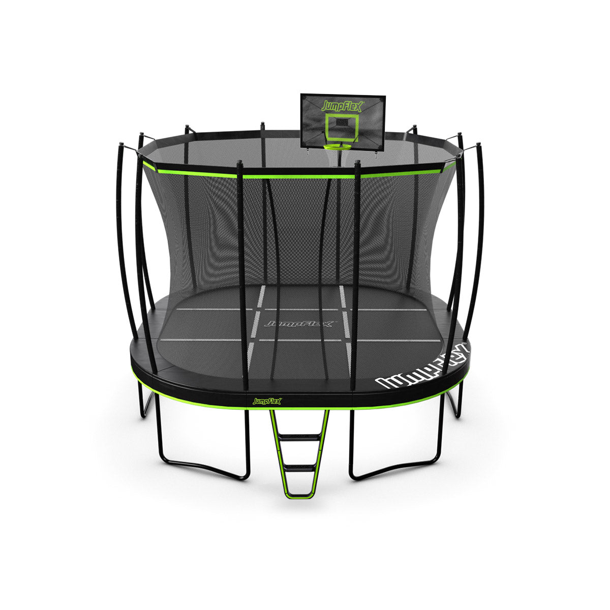 Jumpflex MEGA 14' Trampoline, Outdoor Playset with PROJAM Basketball Hoop, Black