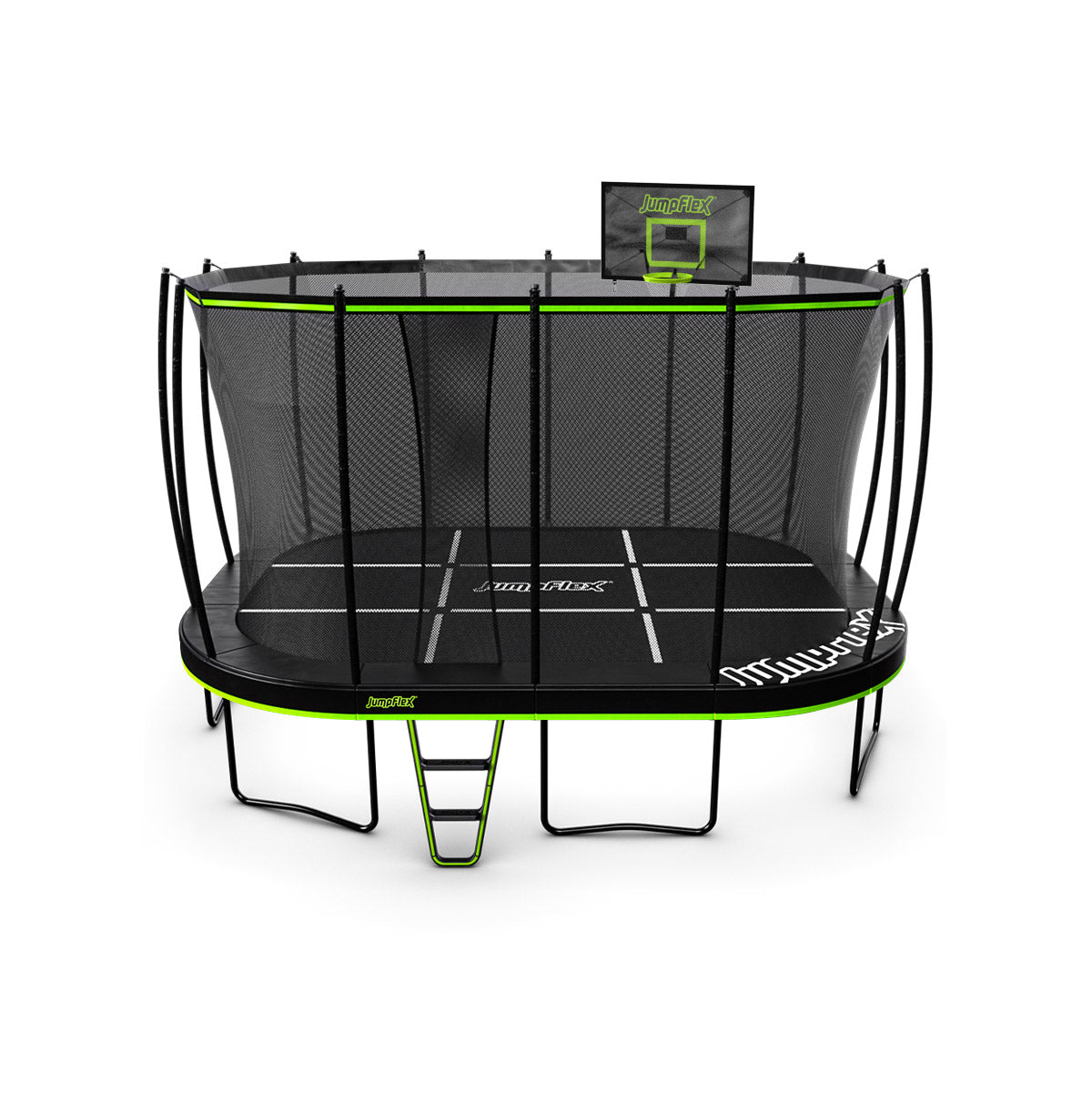 Jumpflex MEGA 17' Trampoline, Outdoor Playset with PROJAM Basketball Hoop, Black