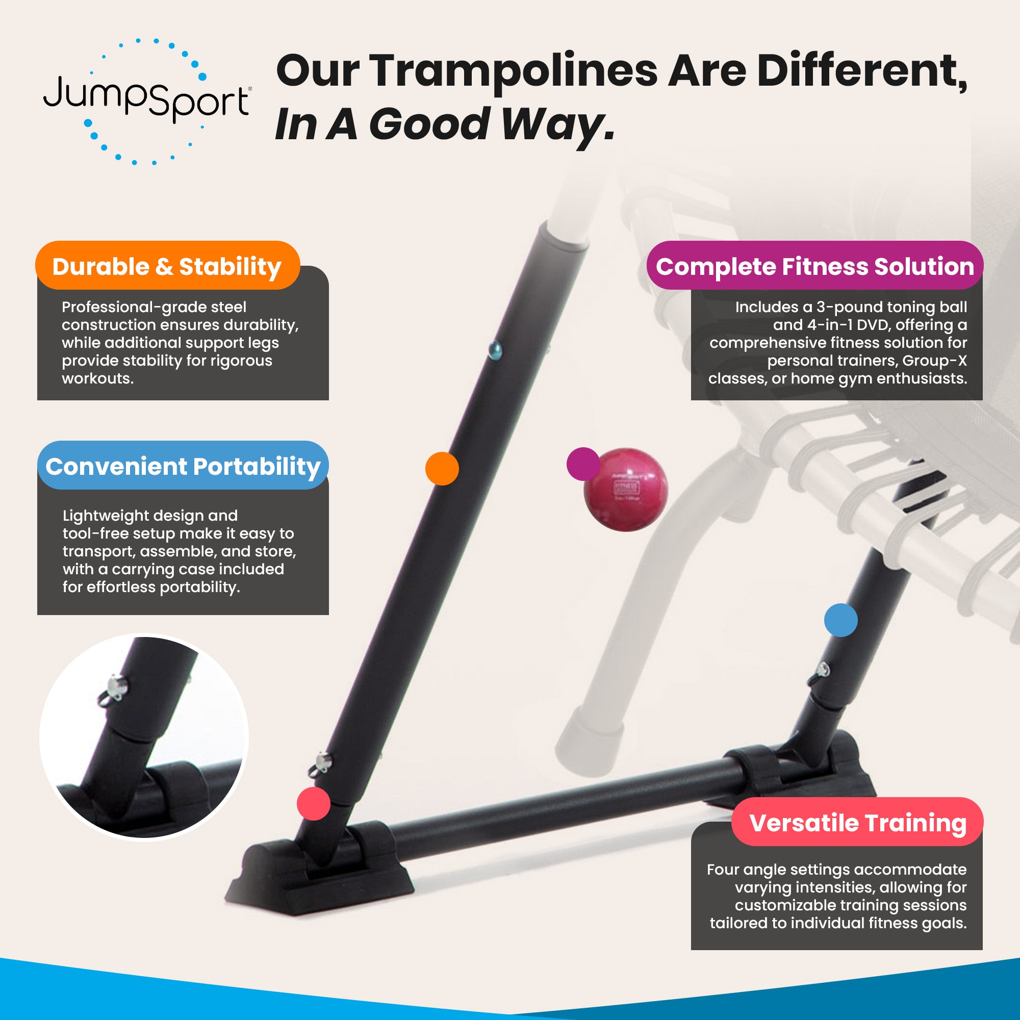 JumpSport 39" Lightweight Trampoline Adapter w/4 Angle Settings (Open Box) - VMInnovations