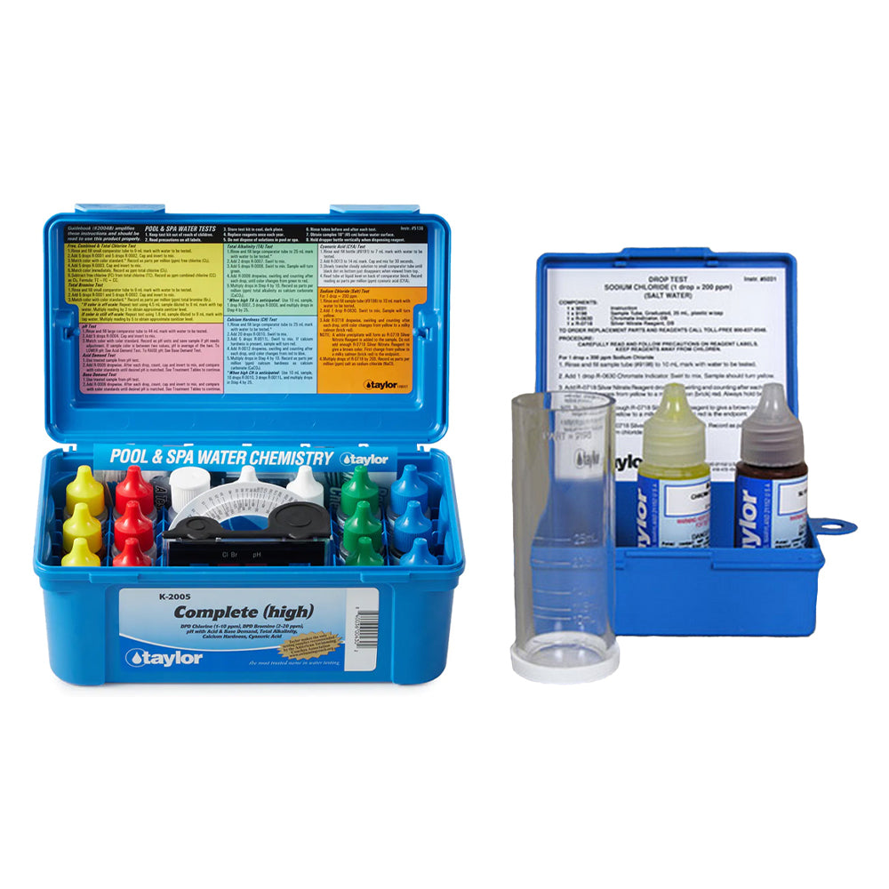 Taylor K2005 Pool Hardness pH DP Test Kit & K-1766 Salt Water Drop Test Kit - VMInnovations