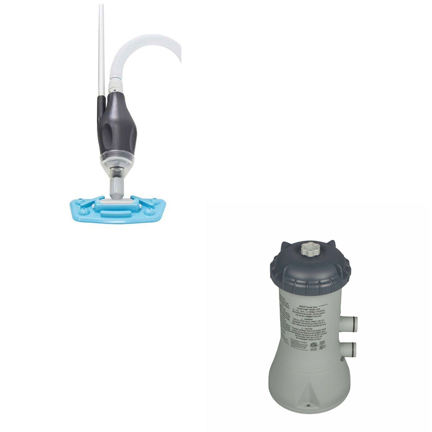 Kokido Skooba Max Handheld Pool Vacuum & Intex 1000 GPH Above Ground Filter Pump