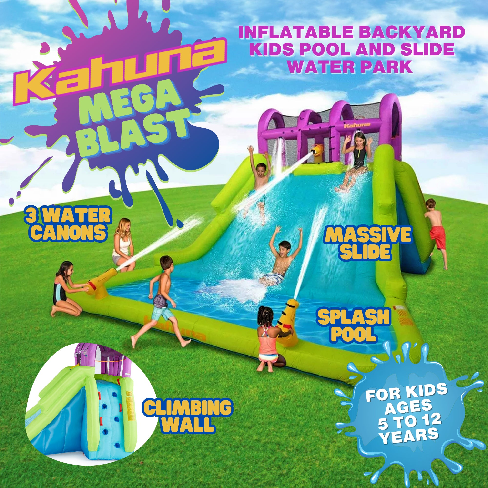 Kahuna 90808 Mega Blast Inflatable Backyard Kids Pool and Slide Water Park - VMInnovations