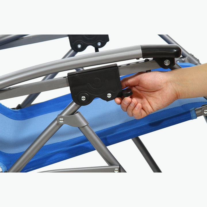 Kamp-Rite Outdoor Folding Reclining Zero Gravity Chair w/ Headrest Pillow, Blue - VMInnovations