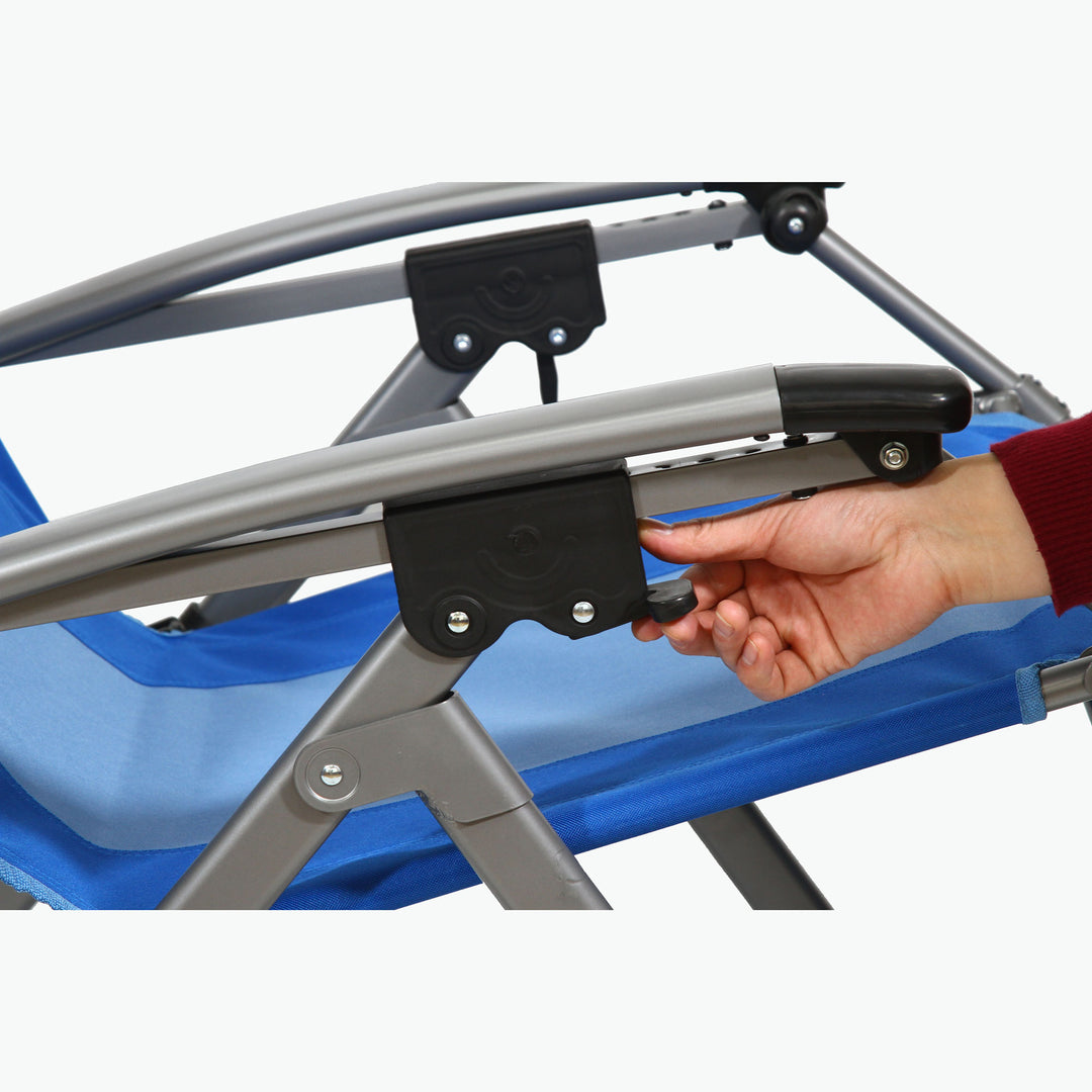 Kamp-Rite Outdoor Folding Reclining Zero Gravity Chair w/Headrest Pillow, Blue - VMInnovations