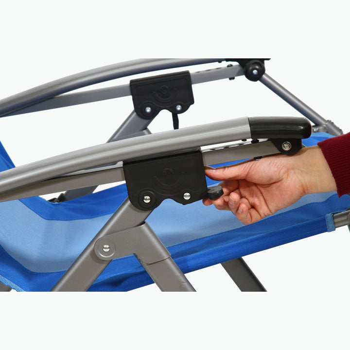 Kamp-Rite Outdoor Folding Reclining Zero Gravity Chair w/Headrest Pillow, Blue - VMInnovations