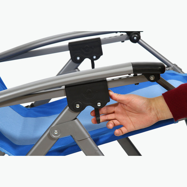 Kamp-Rite Outdoor Folding Reclining Zero Gravity Chair w/Headrest Pillow, Blue - VMInnovations