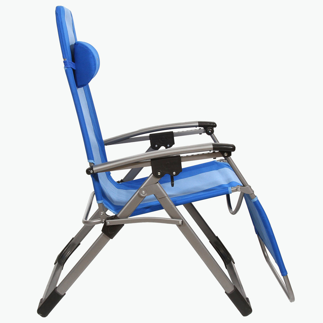 Kamp-Rite Outdoor Folding Reclining Zero Gravity Chair w/Headrest Pillow, Blue - VMInnovations