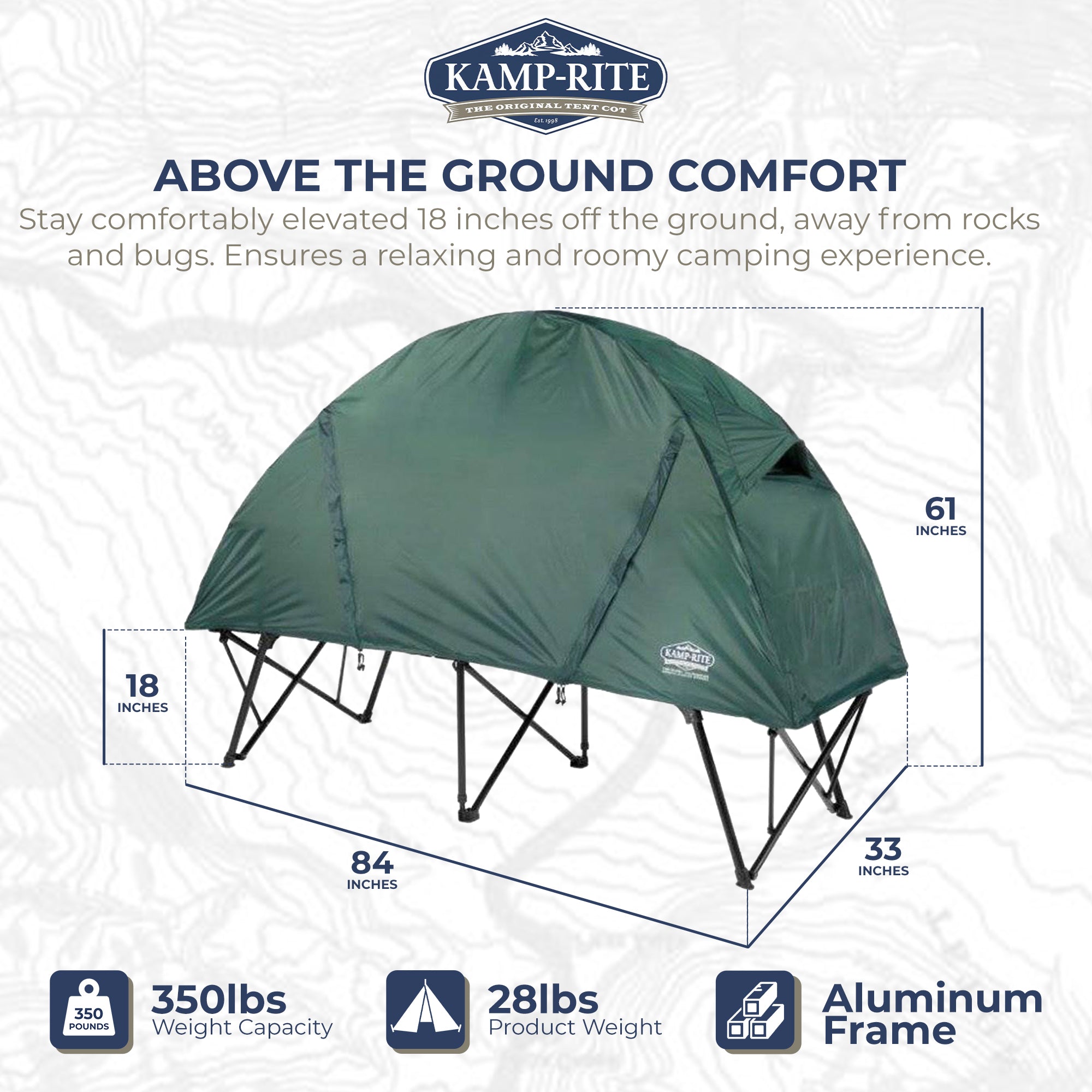Kamp-Rite Extra Large Compact Quick Setup 1 Person Tent Cot, Chair & Tent, Green - VMInnovations
