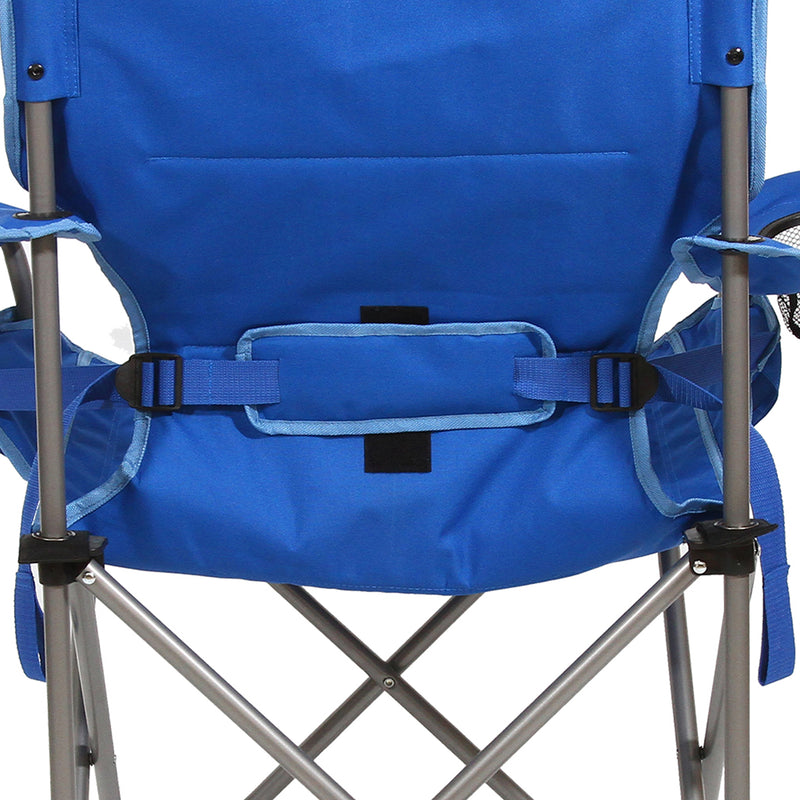 Kamp Rite Folding Camping Chair with Lumbar Support Pillow & 2 Cupholders, Blue - VMInnovations