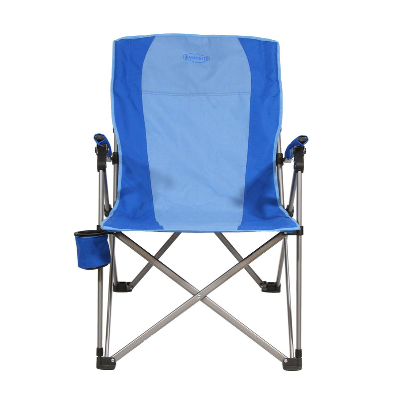 Kamp-Rite 3 Position Reclining Folding Camp Chair with Cupholder, Blue (2 Pack)