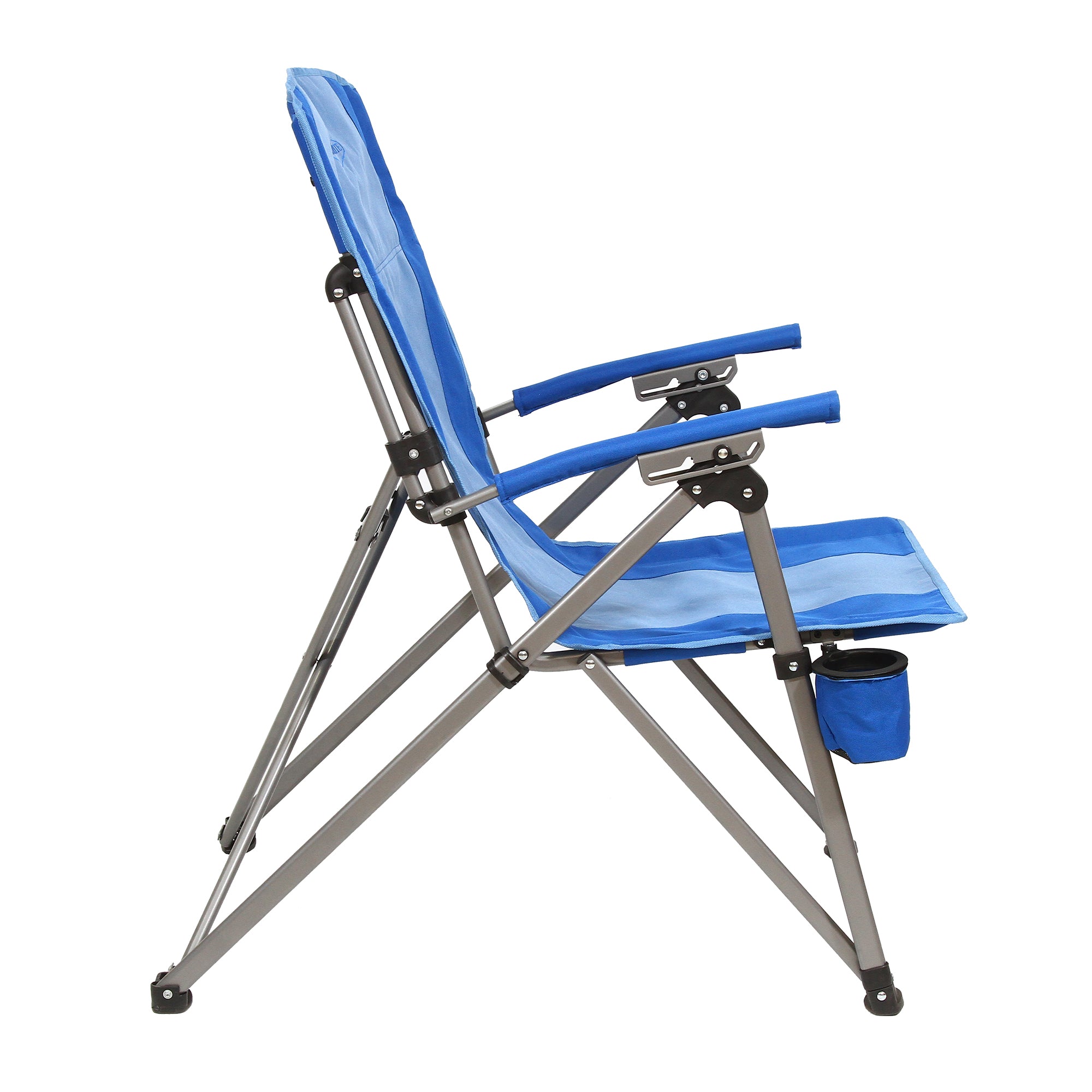 Kamp-Rite 3 Position Reclining Folding Camp Chair with Cupholder, Blue (2 Pack)