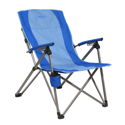 Kamp-Rite 3 Position Reclining Folding Camp Chair with Cupholder, Blue (2 Pack)