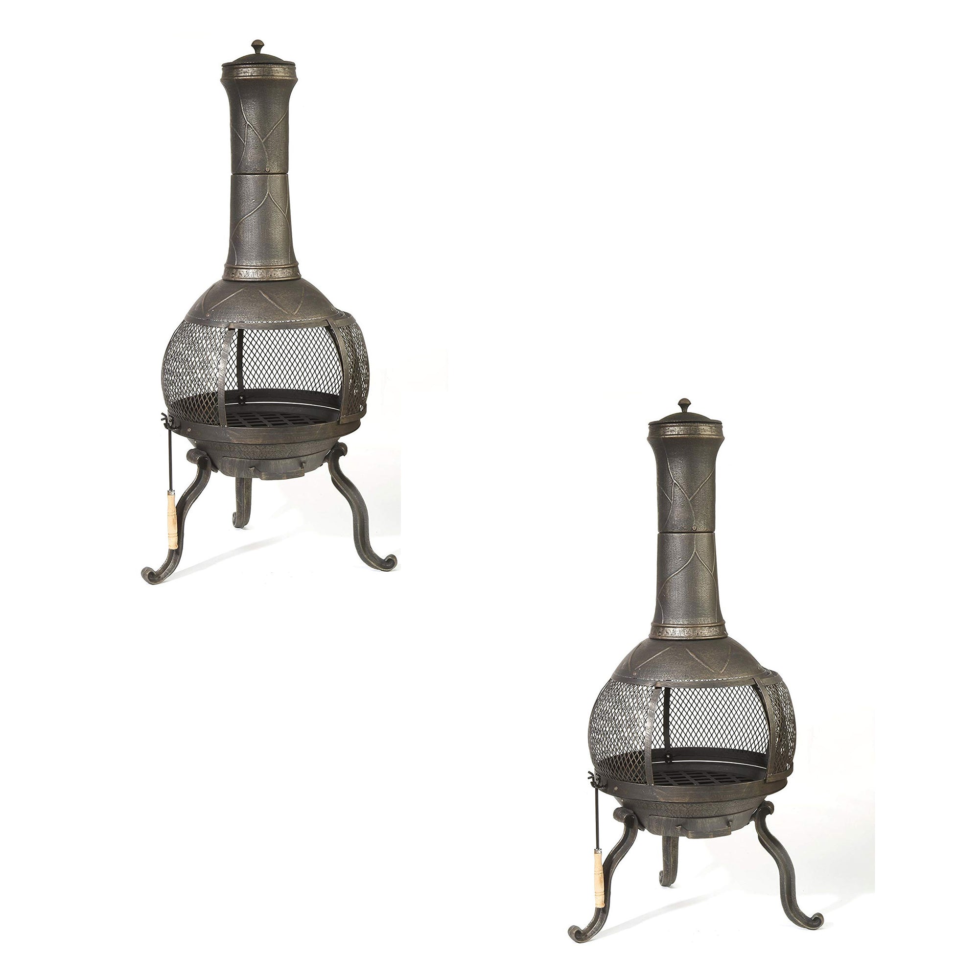 Kay Home Products Sonora Outdoor Wood Burning Metal Chimenea Fireplace (2 Pack) - VMInnovations