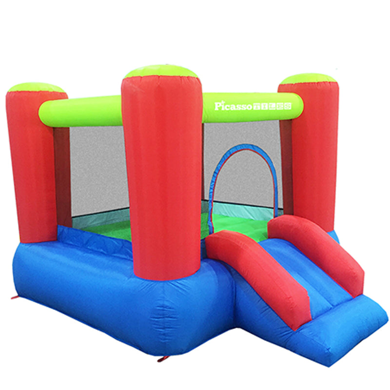 Picasso Tiles Jump & Slide Inflatable Kids Play Set Bounce House w/ Ball Pit