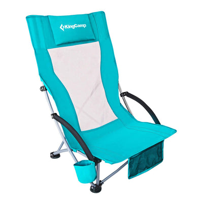 KingCamp Beach Camping Concert Folding Lounge Chair w/ Mesh Back & Foam Arm Rest