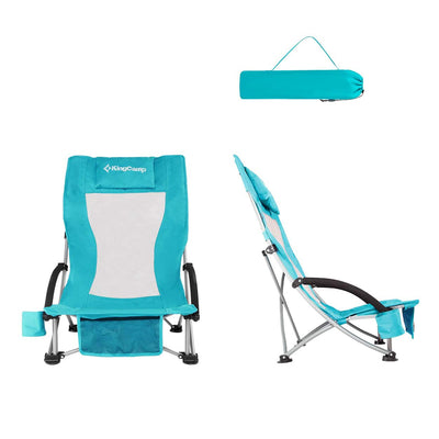 KingCamp Beach Camping Concert Folding Lounge Chair w/ Mesh Back & Foam Arm Rest