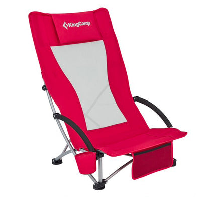KingCamp Beach Camping Folding Lounge Chair w/ Mesh Back & Foam Arm Rest, Red